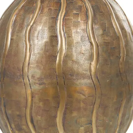 12" Brass Metal Snakeskin Inspired Vase with Dimensional Wavy Accents {7}