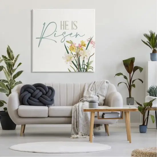 Stupell Industries He Is Risen Religious Easter Holiday Flower Blossoms Canvas Wall Art {3}