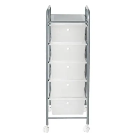 Honey Can Do Silver 5-Drawer Rolling Storage Cart {5}