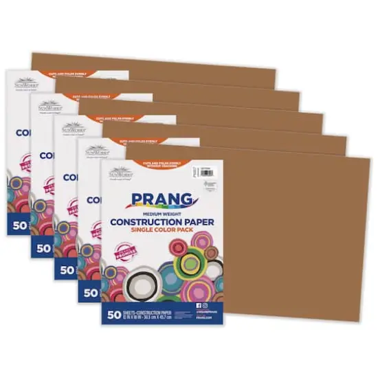 Prang&reg; 12" x 18" Construction Paper, 5 Packs of 50 Sheets Light Brown {1}