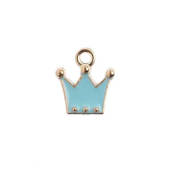 John Bead Sweet & Petite Crown Charms, 10ct. Light Blue {1}