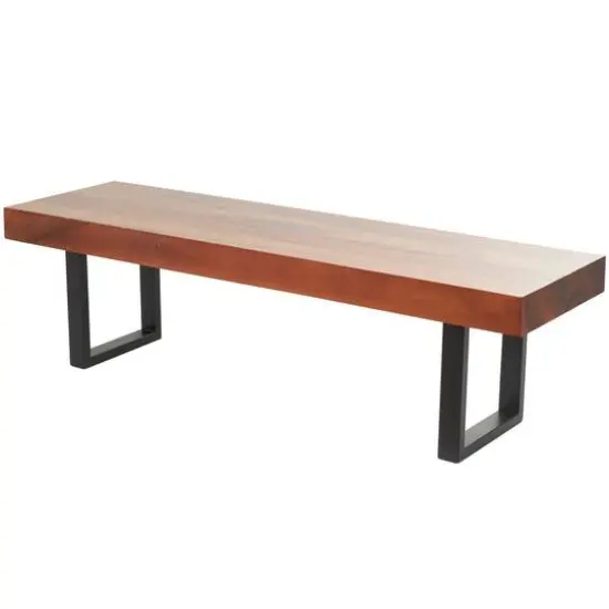 5ft. Wood Bench with Black Metal Legs Brown {1}