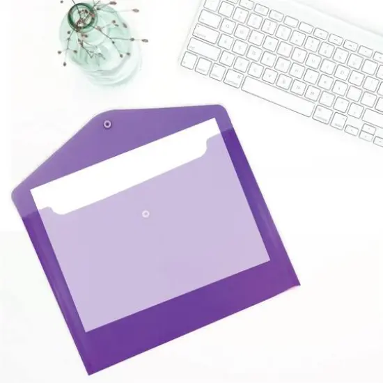 JAM Paper 9.75" x 13" Plastic Snap Closure Envelopes, 12ct. Purple {5}