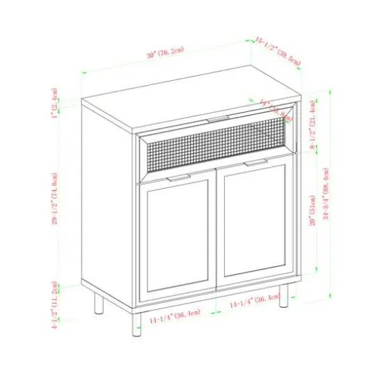 Walker Edison English Oak Mesh Metal Accent Cabinet {8}