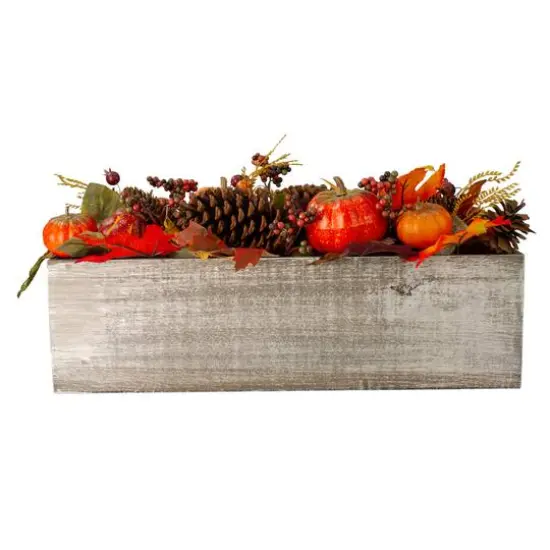 24" Autumn Harvest Maple Leaf & Berry Arrangement in Wooden Box {6}
