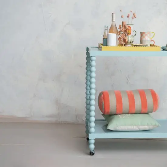 Hello Honey&reg; Blue Rubberwood 2-Tier Bar Cart on Wheels, Blue {3}