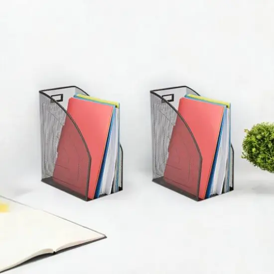 Mind Reader 2 Pack Black Jumbo Metal Mesh File Organizer {10}