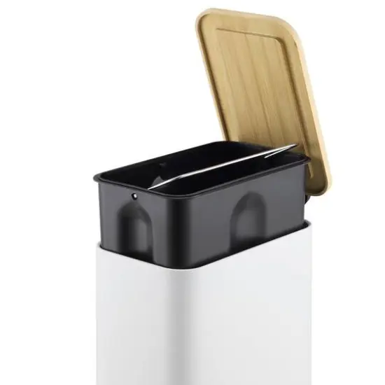 SunnyPoint 1.25gal. White Trash Can with Plastic Inner Buckets {5}