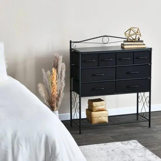 Household Essentials Victoria 8-Drawer Dresser with Shelf Black {3}