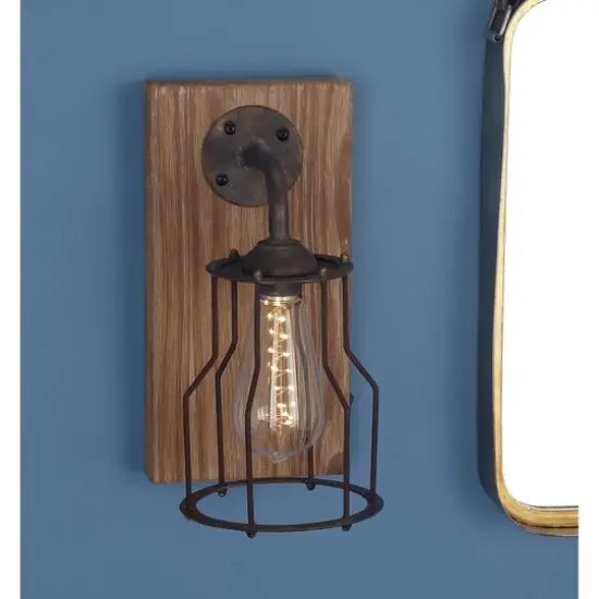 11" Brown Iron Industrial LED Wall Sconce {10}