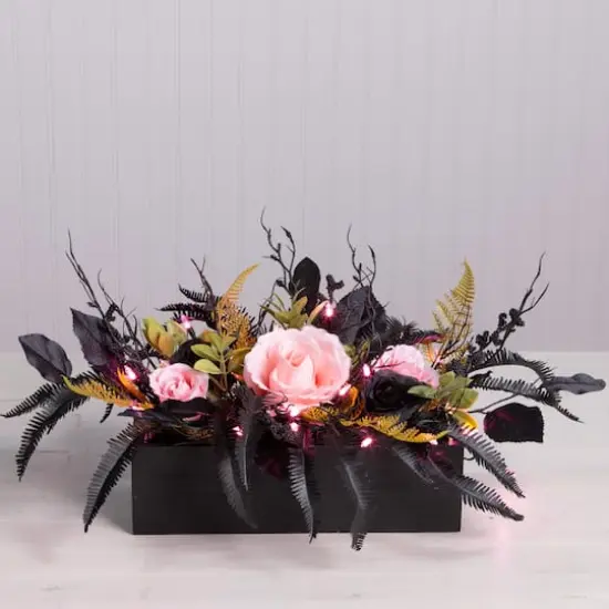 16" Cute & Creepy LED Halloween Centerpiece in Black Planter {3}