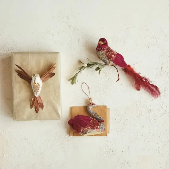 Hello Honey&reg; 5" Feather Swan Ornament with Crown, Glitter & Sequins {3}