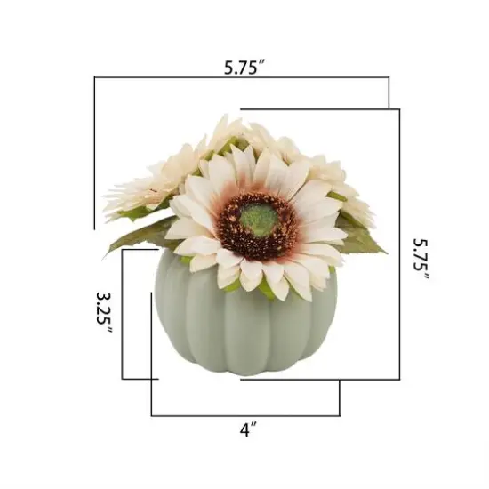 Flora Bunda&reg; Sunflowers in Sage Ceramic Pumpkin {3}