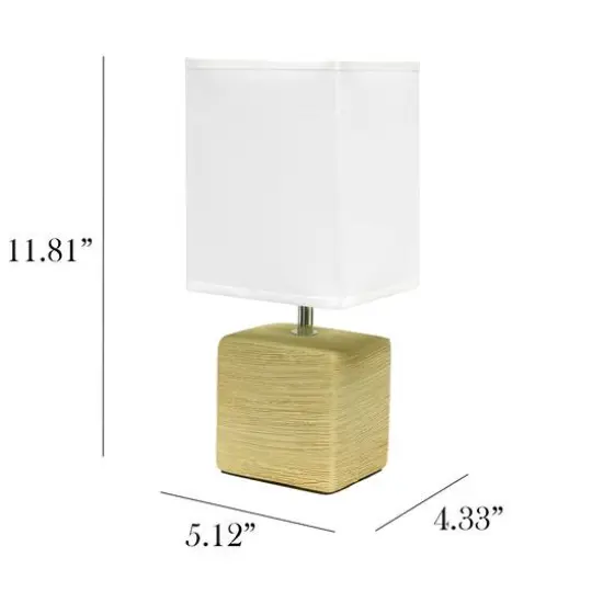 Simple Designs Stone Table Lamp with White Shade Beige {6}