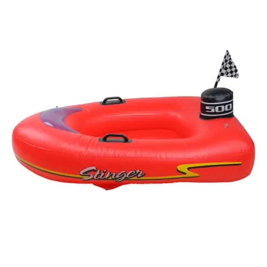 Swim Central 4ft. Inflatable Red & Black Stinger Speedboat Pool Raft {4}