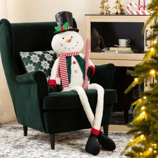 Glitzhome&reg; 60"H Christmas Oversized Fabric Snowman With Dangle Legs {3}