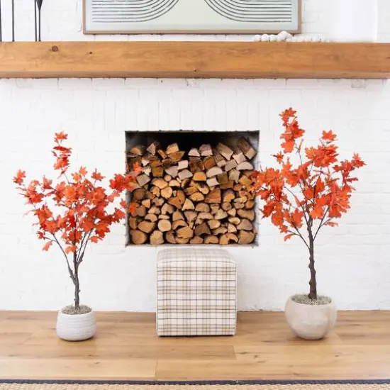 4ft. Autumn Smoky Maple Artificial Fall Tree {6}
