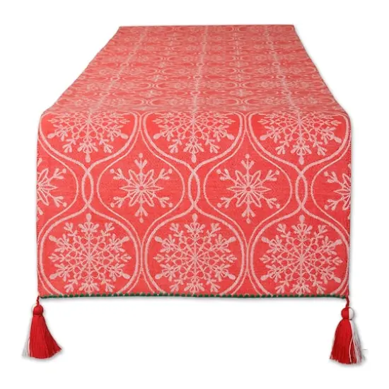 DII® 108'' Joyful Snowflakes Jacquard Reversible Table Runner {1}