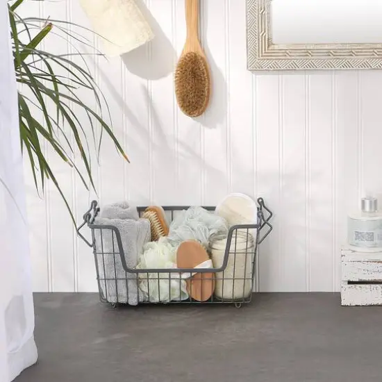 DII&reg; 13" Small Rectangle Metal Basket Cool Gray {6}