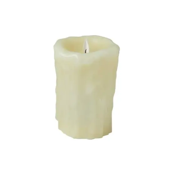 Hello Honey&reg; 5" Ivory Pillar LED Candle with Embossed Faux Melted Wax {1}