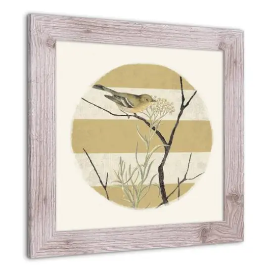 Framed Western Vintage Bird & Stripes Print White {4}