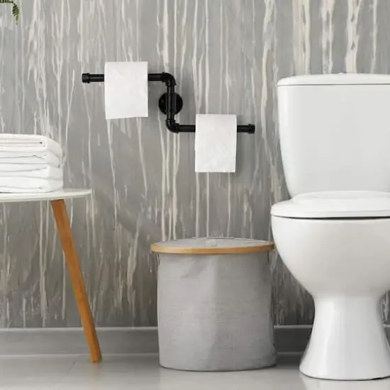 Black Iron Industrial Rustic Pipe Toilet Paper Holder {5}