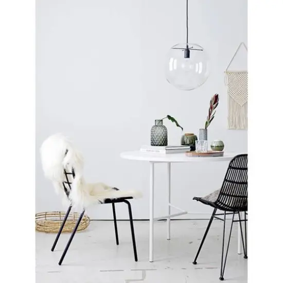 Hello Honey&reg; White Natural Mongolian Lamb Fur Rug, 35" x 20" {5}