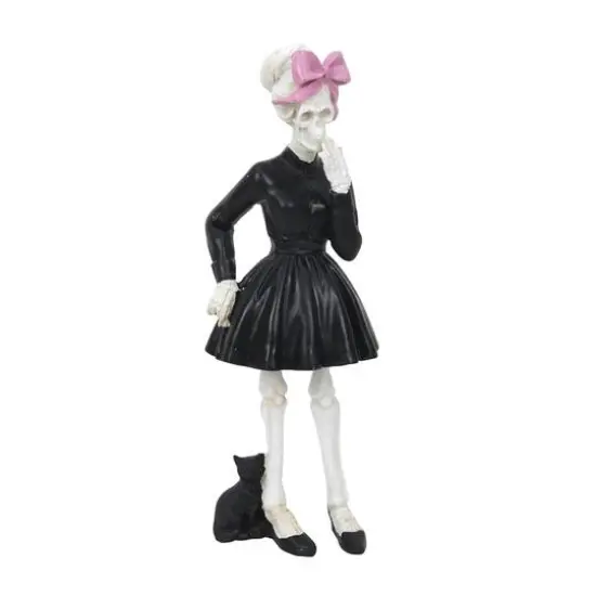 8.5" Skeleton in Black Dress with Cat Tabletop D&eacute;cor by Ashland&reg; {1}
