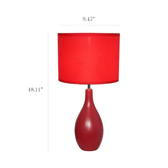 Simple Designs Oval Bowling Pin Base Ceramic Table Lamp Red {3}
