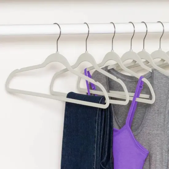 Honey Can Do Warm Gray Slim-Profile Non-Slip Velvet Hangers, 35ct. {3}