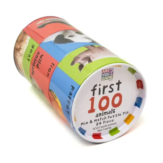 First 100 Animals Mix & Match Puzzle Tin: 24 Pcs {3}