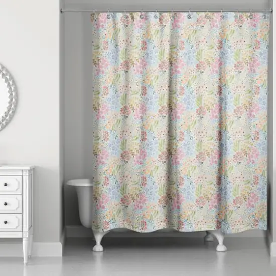 Wild Flower Floral Shower Curtain Blue {3}