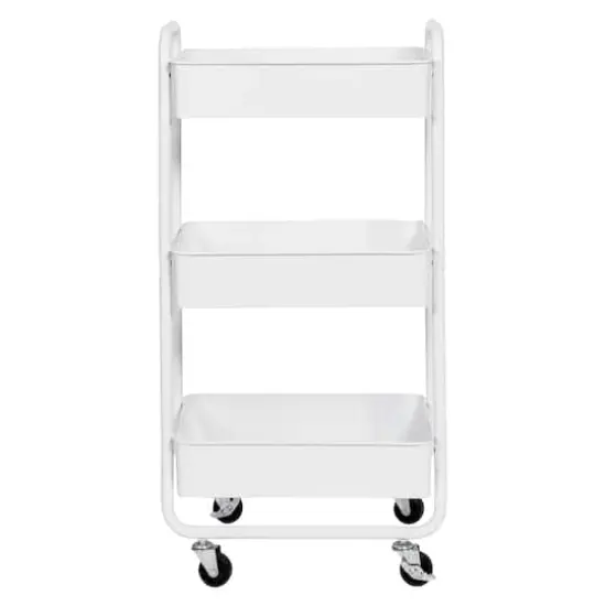 Honey Can Do White 3-Tier Metal Rolling Cart {9}