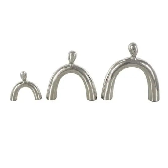 Abstract Arched Family Ceramic Sculpture Set Silver {7}