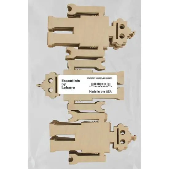 Essentials by Leisure Arts 24 Pack 3" x 5" Robot Flat Wood Shape {1}