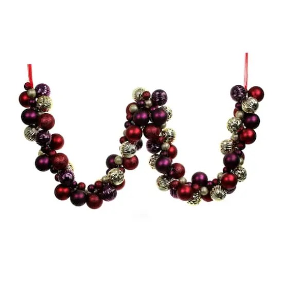 6ft. Red, Gold & Purple Ball Ornament Garland by Ashland&reg; {1}
