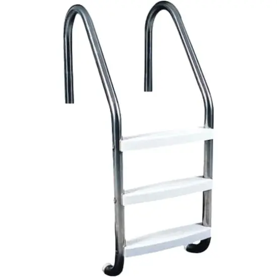4ft. Silver & White Three Step In-Ground Swimming Pool Ladder {4}