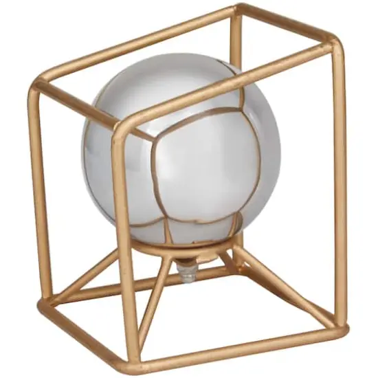 6" Silver Stainless Steel Orb Geometric Bookends with Gold Base Set {4}