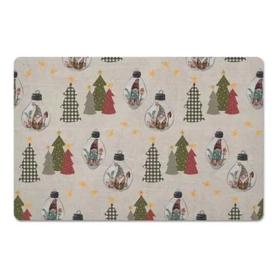 Cream Tree & Globe Pattern Floor Mat {1}