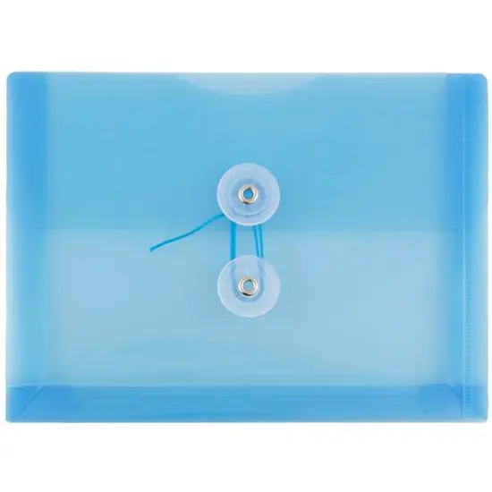 JAM Paper 5.5" x 7.5" Button & String Tie Closure Plastic Envelopes, 12ct. Smoke Gray {2}