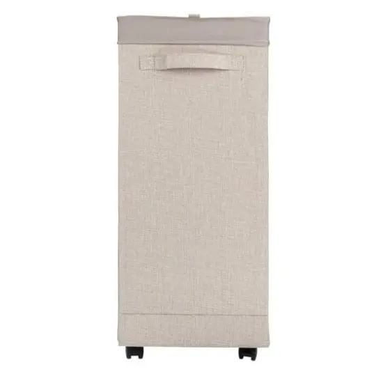 Household Essentials Narrow Collapsible Laundry Hamper with Liner & Lid Silver {11}