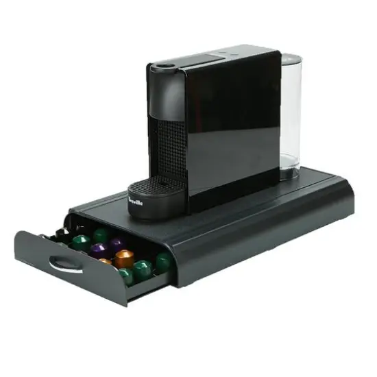 Mind Reader Black Coffee Station With Coffee Pod Storage Drawer {9}