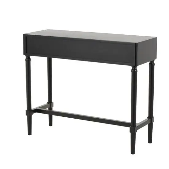 35.5" Black Wood Handmade 2-Drawer Console Table with Gold Handles {7}