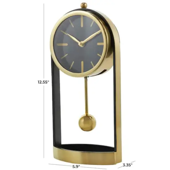 13" Gold Aluminum Tall Clock with Swinging Ball Pendulum {10}