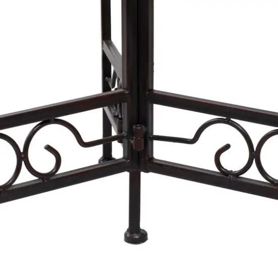 24" Brown Metal Tiered Traditional Plant Stand {6}