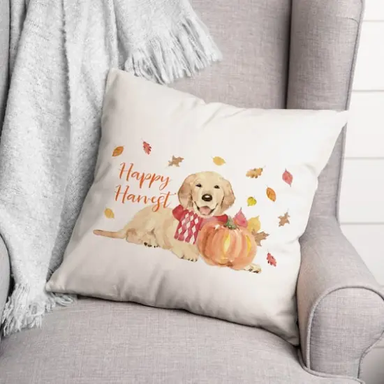 Happy Harvest Dog Throw Pillow {3}