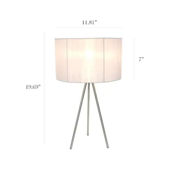 Simple Designs Brushed Nickel Tripod Table Lamp Brushed Nickel/White {4}