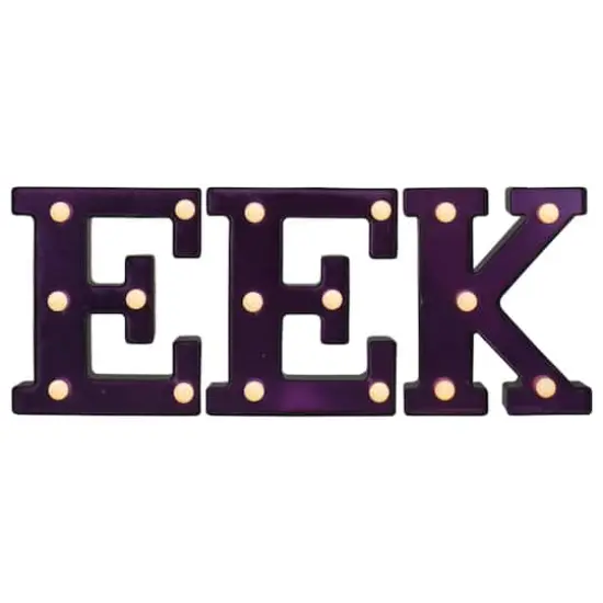 6.5" Lighted Black & Purple EEK Halloween Marquee Sign {1}