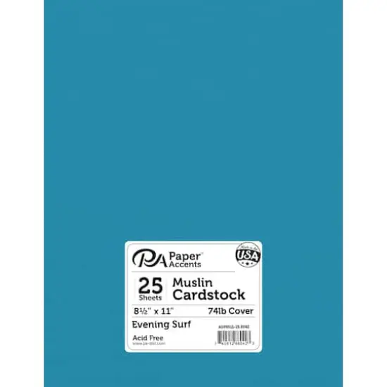 PA Paper™ Accents Muslin 8.5" x 11" 74lb. Cardstock, 25 Sheets Evening Surf {1}