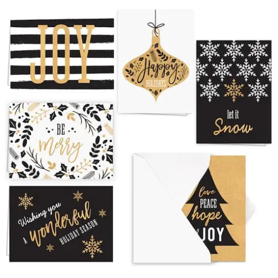 Hortense B. Hewitt Co. Black and Faux Gold Holiday Cards {1}